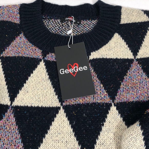 Women's Metallic Glitter Crew Neck Sweater Size M - Picture 5 of 8